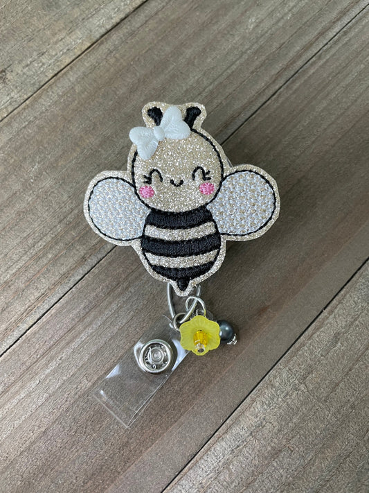 Happy Honey Bee Retractable Badge Reel