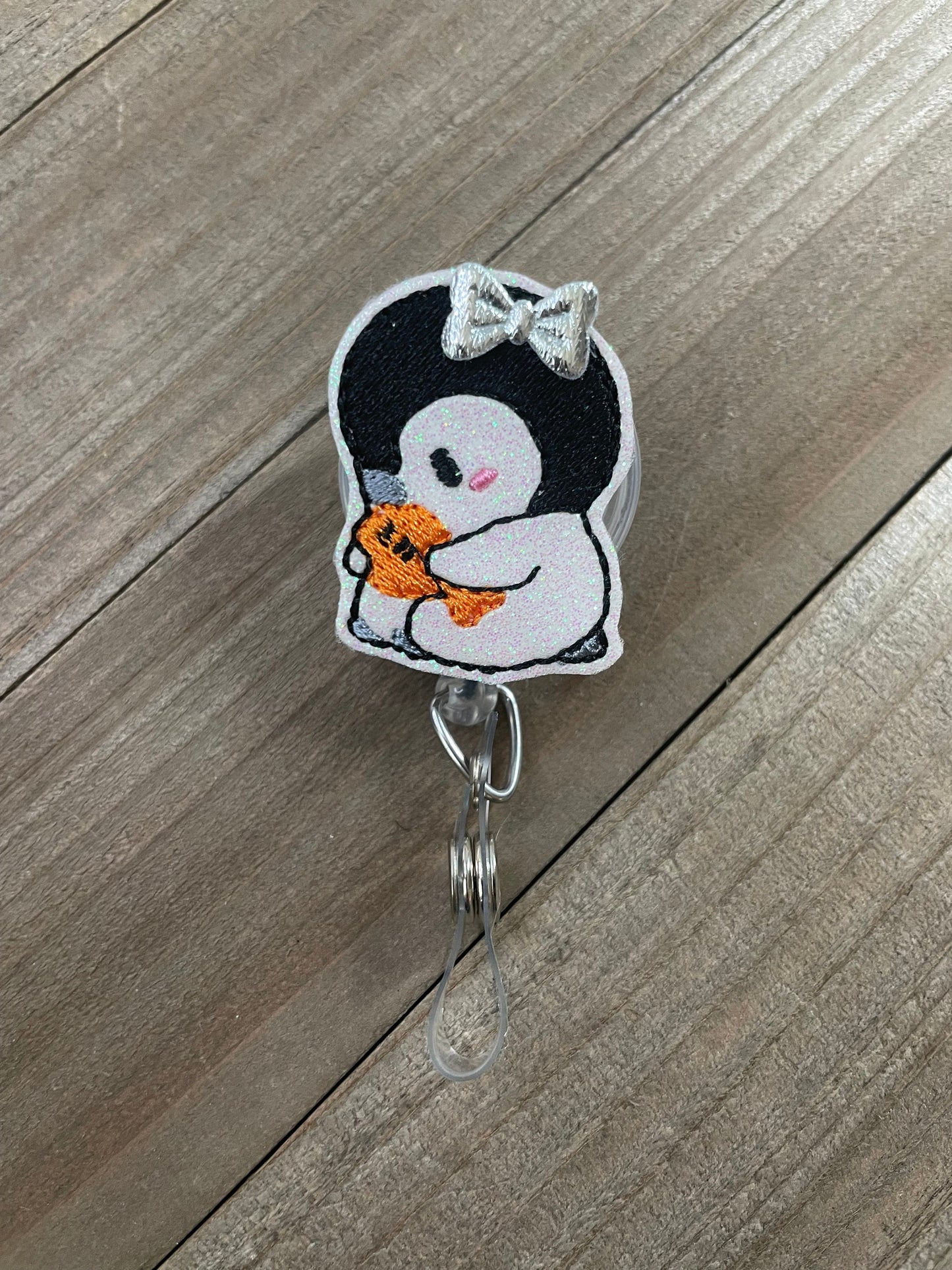 Penguin and Fish Friend Retractable Badge Reel Name Tag Holder