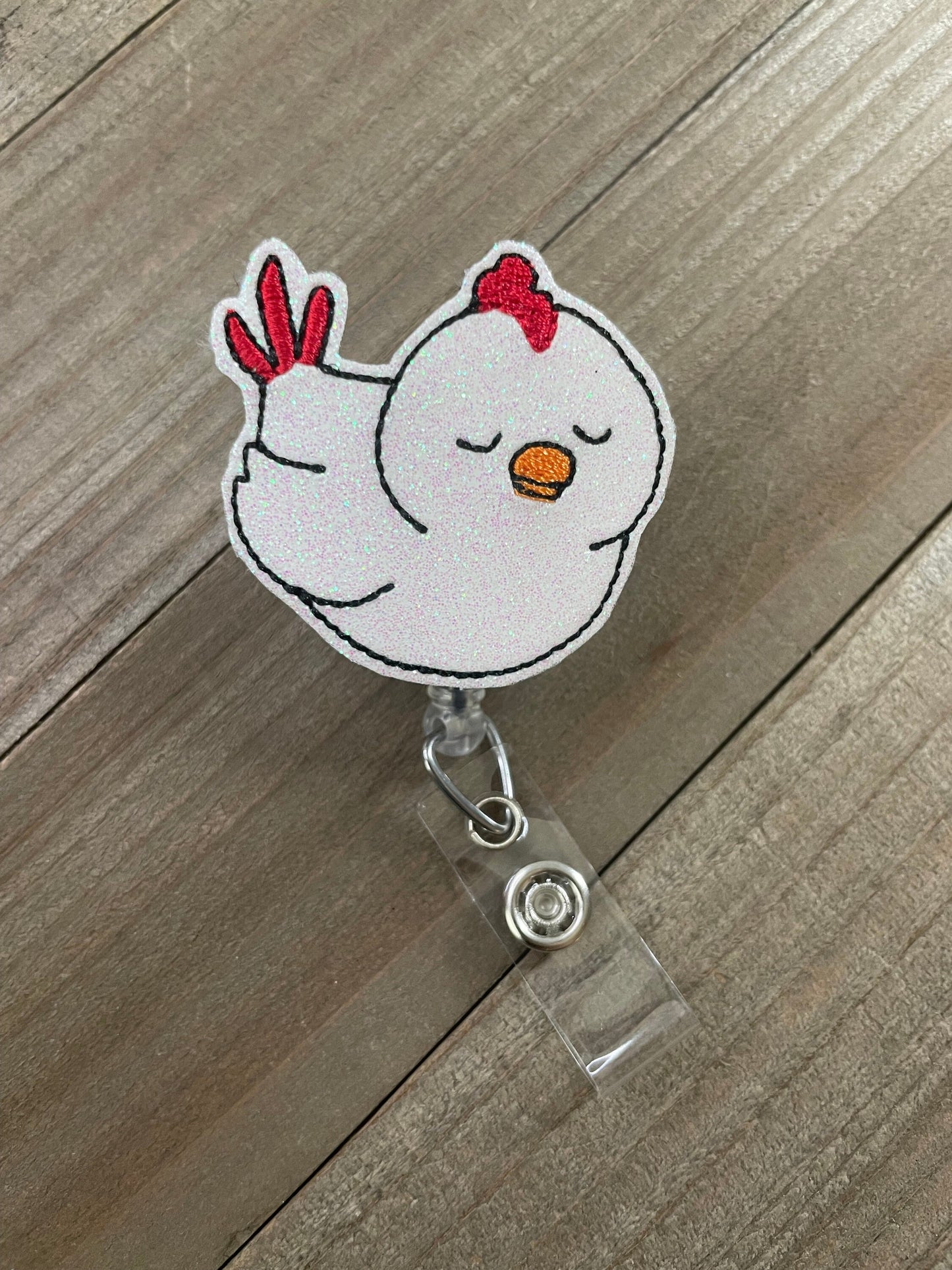 Sleepy Chicken Retractable Badge Reel Name Tag Holder