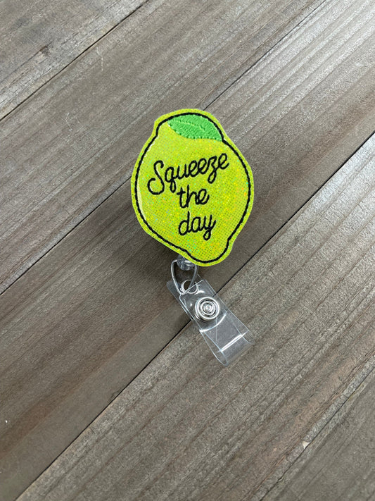 Squeeze the Day Lemon Retractable Badge Reel