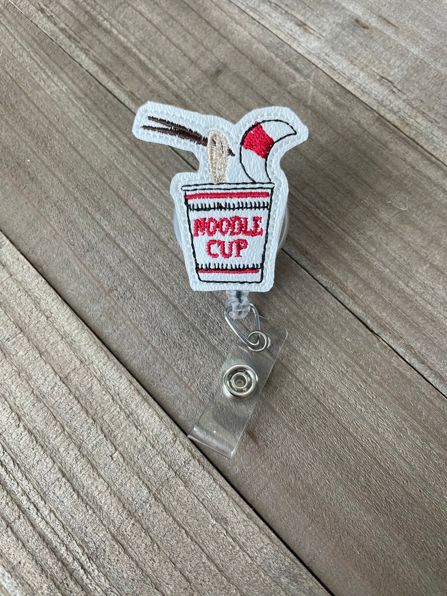 Cup Of Noodle Retractable Badge Reel Name Tag Holder