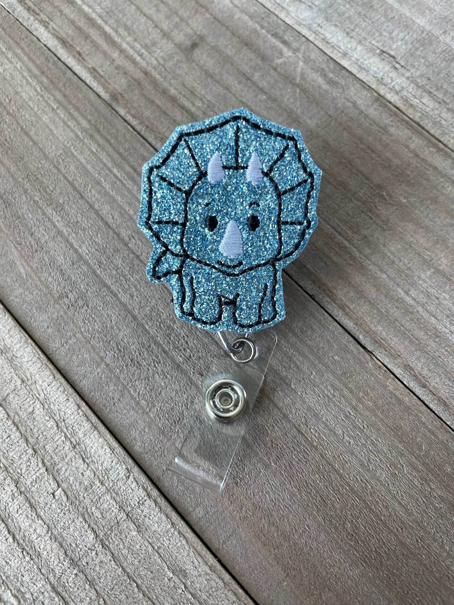 Triceratops Dinosaur Retractable Badge Reel Name Tag Holder