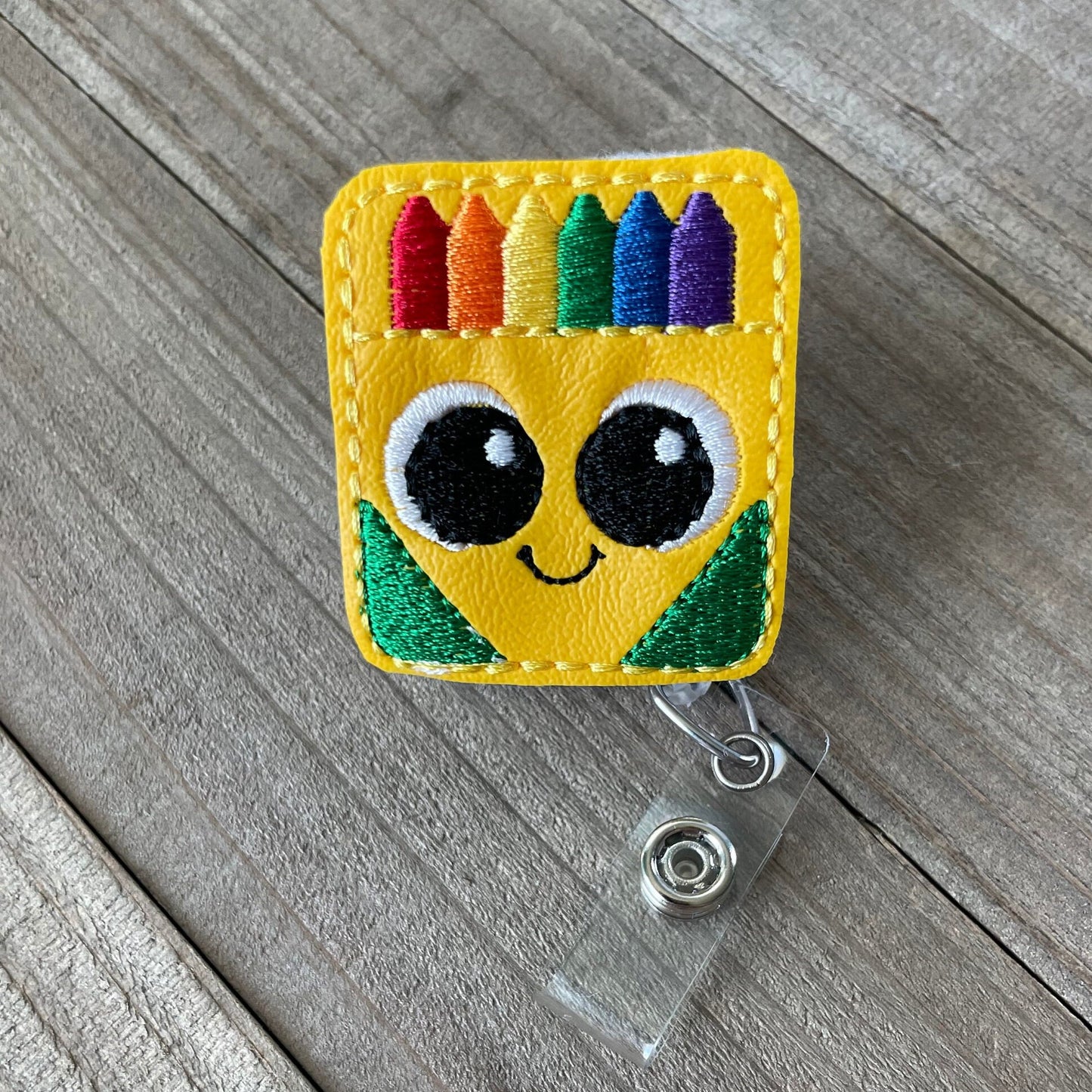 Cute Crayon Retractable Badge Reel Name Tag Holder